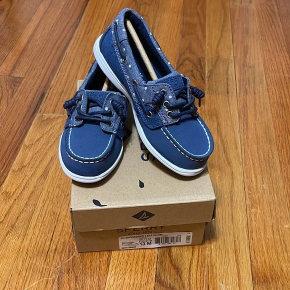 Sperry Kids Denim Blue Sneakers SPERRY Little KIDS SHORESIDER JR/ BLUE DENIM BOAT SHOE Size  main image 4
